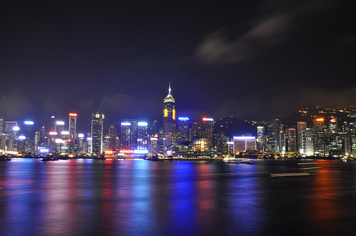 Vista de Hong Kong a la noche