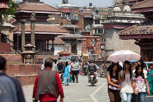 Una calle de Katmandú.