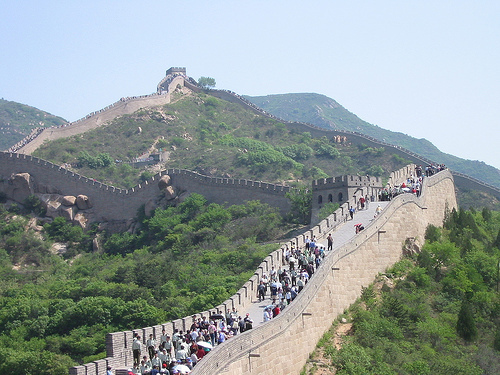 Recorriendo la muralla China.
