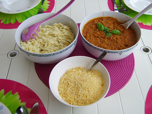 pasta con salsa boloñesa