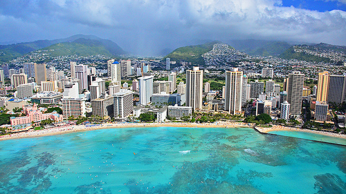 Waikiki From The Air. ciudades turísticas de Estados Unidos