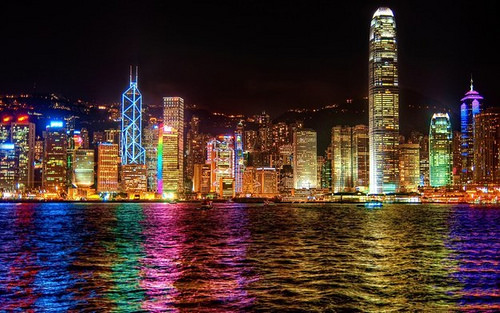 Kowloon, Hong Kong. Ciudades más bellas en la noche